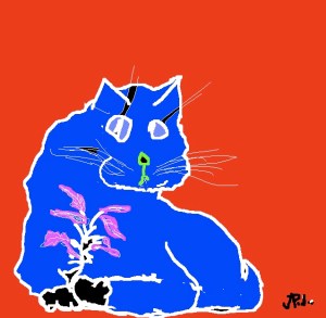 young and foolish blue with plant