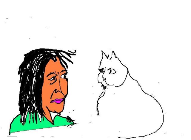 latte woman white cat